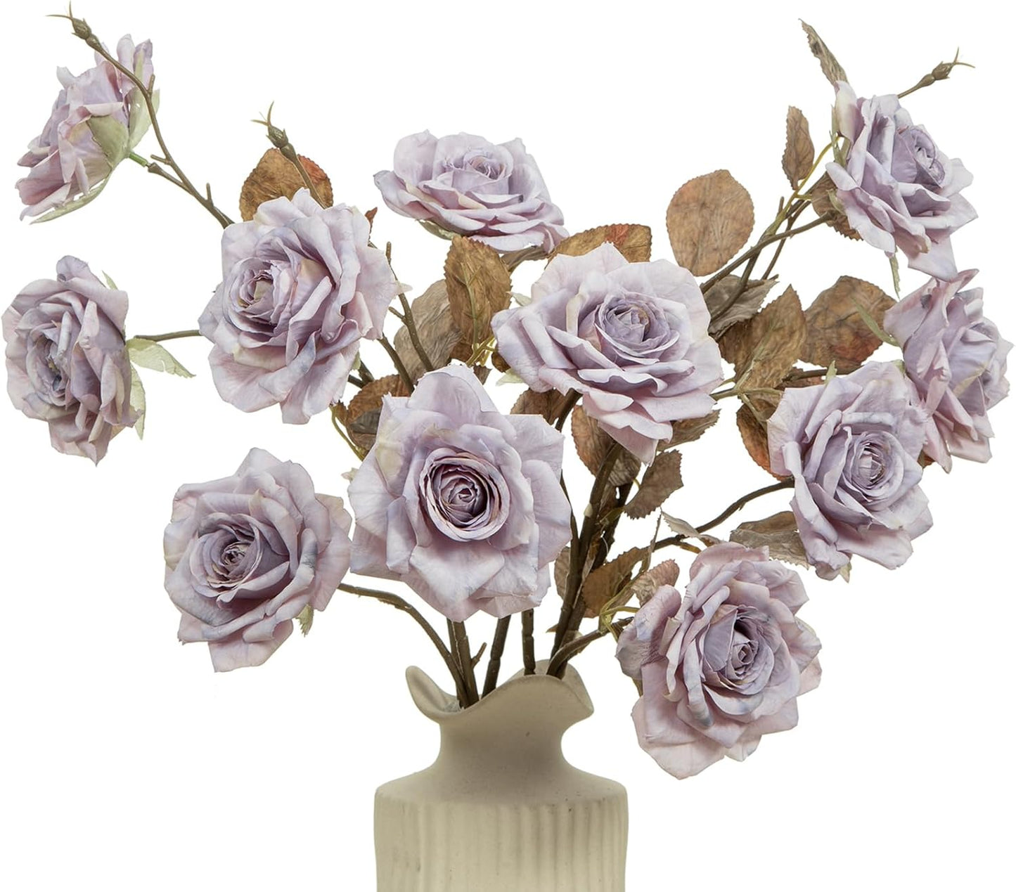 4pcs Artificial Roses Flowers Fake Silk Rose with Long Stem for Flower Arrangement Wedding Centerpiece Party Table Decoration(White)
