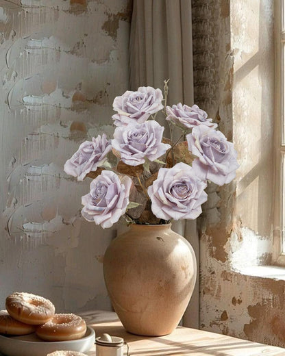 4pcs Artificial Roses Flowers Fake Silk Rose with Long Stem for Flower Arrangement Wedding Centerpiece Party Table Decoration(White)
