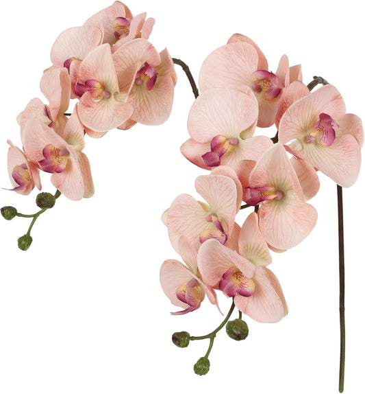 34.3" Pink Orchid Artificial Flowers, Real Touch Fake Orchid Latex Pink Flowers Phalaenopsis Branches for Home Party Wedding Bridal Shower Decoration, 2pcs Pink
