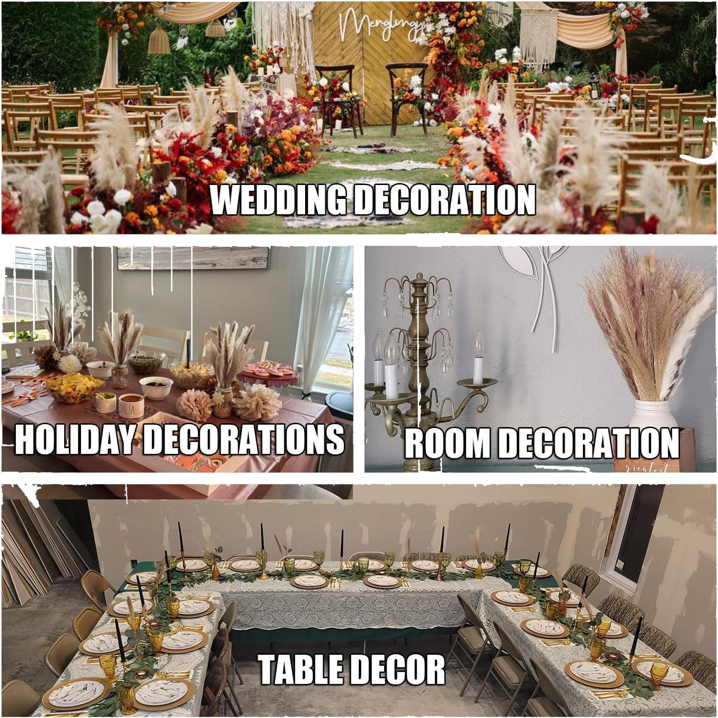 100Pcs Pampas Grass Boho Home Decor 17 inch Natural Dried Flowers-Pampas Grass Contains Bunny Tails White Pampas Brown Pampas.Boho Decor for Farmhouse Wedding Boho Wall Bathroom Office Kitchen…