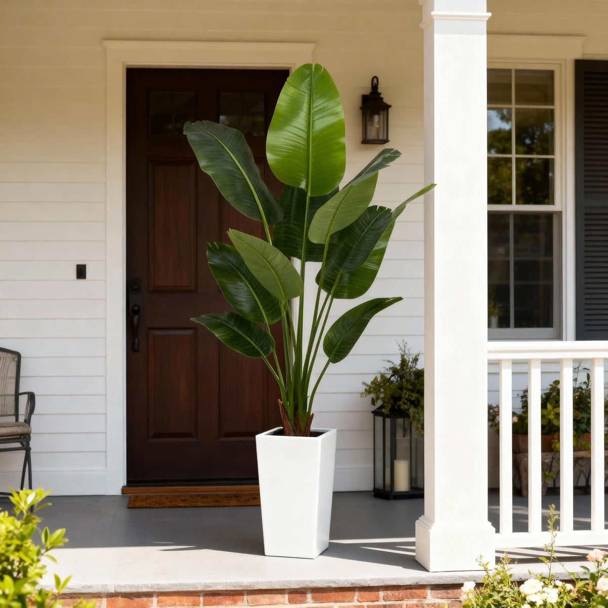 6ft Artificial Bird of Paradise Tree for Home Decor, 6 Feet Faux Floor Plant Fake Silk Banana Leaf Tropical Trees with Pot for Indoor Outdoor House Living Room (6 ft Tall Including Raised Pot)