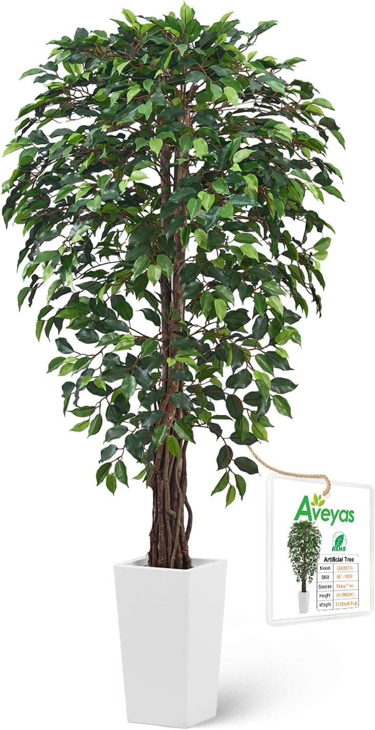 6ft Artificial Bird of Paradise Tree for Home Decor, 6 Feet Faux Floor Plant Fake Silk Banana Leaf Tropical Trees with Pot for Indoor Outdoor House Living Room (6 ft Tall Including Raised Pot)