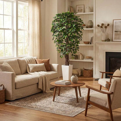 6ft Artificial Bird of Paradise Tree for Home Decor, 6 Feet Faux Floor Plant Fake Silk Banana Leaf Tropical Trees with Pot for Indoor Outdoor House Living Room (6 ft Tall Including Raised Pot)