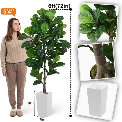 6ft Artificial Bird of Paradise Tree for Home Decor, 6 Feet Faux Floor Plant Fake Silk Banana Leaf Tropical Trees with Pot for Indoor Outdoor House Living Room (6 ft Tall Including Raised Pot)