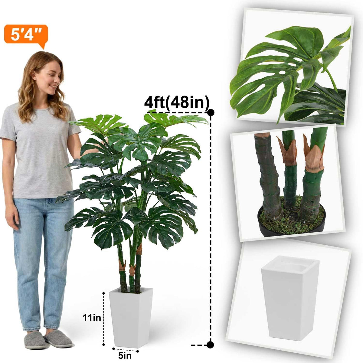 6ft Artificial Bird of Paradise Tree for Home Decor, 6 Feet Faux Floor Plant Fake Silk Banana Leaf Tropical Trees with Pot for Indoor Outdoor House Living Room (6 ft Tall Including Raised Pot)