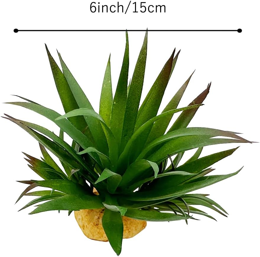 Reptile Artificial Plants Succulent Terrarium Decorative Desert Rainforest Plant Lizard Beard Chameleon Gecko Snake Amphibious Sea Turtle Tank Accessory (Agave-Set)