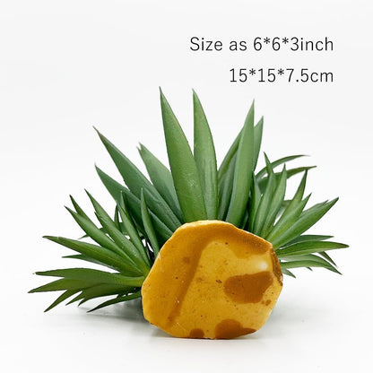 Reptile Artificial Plants Succulent Terrarium Decorative Desert Rainforest Plant Lizard Beard Chameleon Gecko Snake Amphibious Sea Turtle Tank Accessory (Agave-Set)