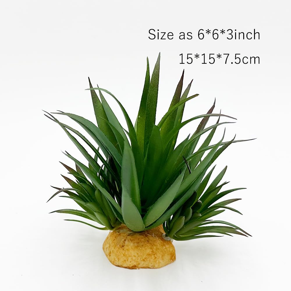 Reptile Artificial Plants Succulent Terrarium Decorative Desert Rainforest Plant Lizard Beard Chameleon Gecko Snake Amphibious Sea Turtle Tank Accessory (Agave-Set)