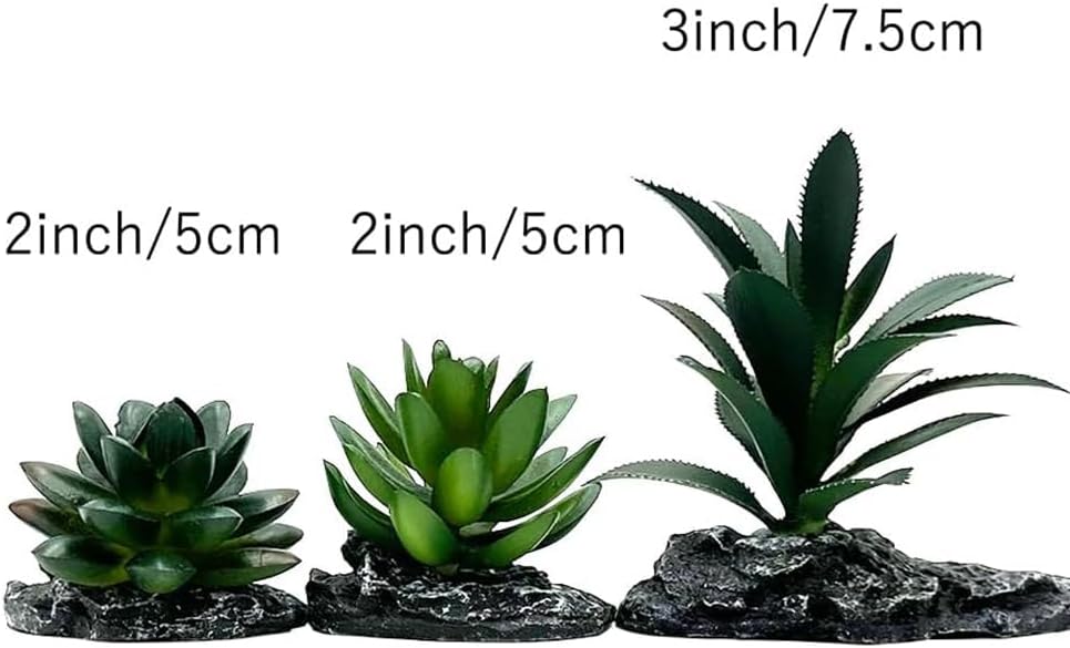 Reptile Artificial Plants Succulent Terrarium Decorative Desert Rainforest Plant Lizard Beard Chameleon Gecko Snake Amphibious Sea Turtle Tank Accessory (Agave-Set)