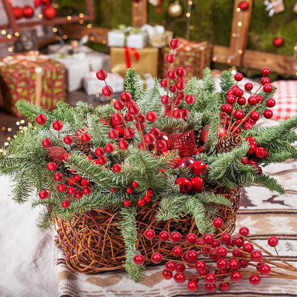 10pcs Artificial Red Pomegranate Berries Stems Branches - 7"