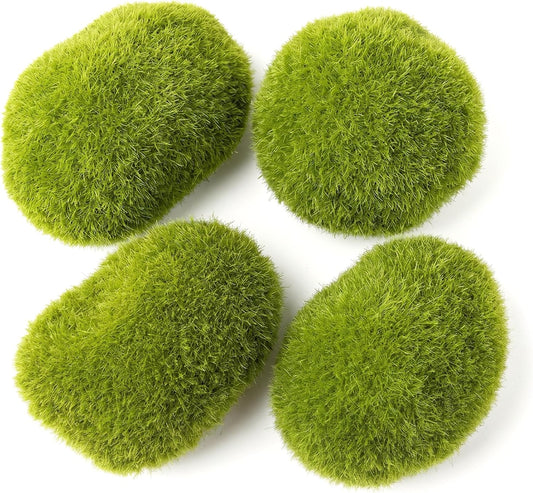 4PCS Moss Balls for Aquarium, Lifelike Aquarium Plants, Moss Balls Green for Fish Tank, 1.18-1.57 Inch, Ornaments de Jardin