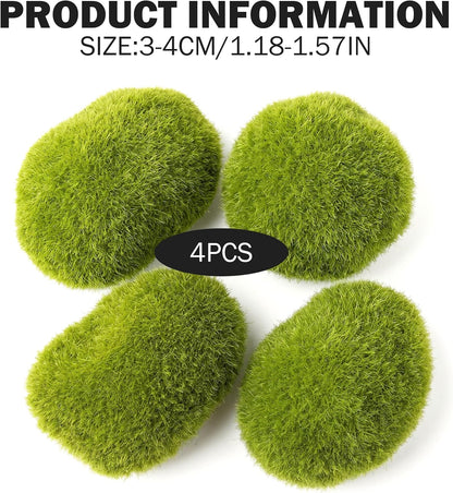4PCS Moss Balls for Aquarium, Lifelike Aquarium Plants, Moss Balls Green for Fish Tank, 1.18-1.57 Inch, Ornaments de Jardin