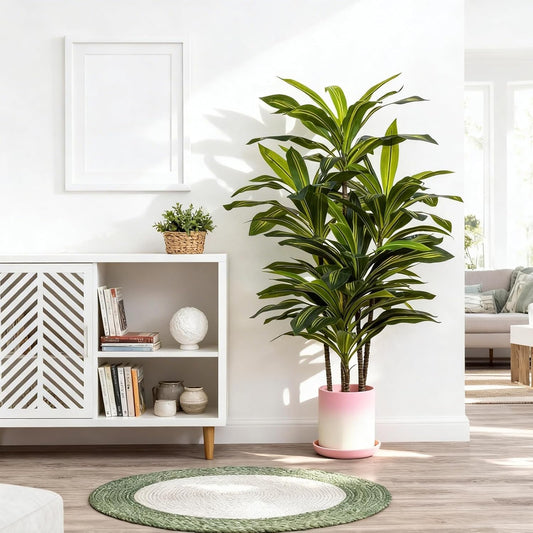5ft Dracaena Artificial Plant - Large Tropical Indoor Fake Tree with Lifelike Leaves - Tall Faux Floor Plant in Pot for Home Office Living Room Decor
