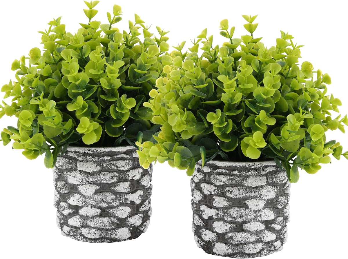 4 Packs Fake Plants Small Artificial Plants Black Eucalyptus Rosemary Succulents Potted Plants, Halloween Gothic Dark Faux Greenery for Home Indoor Office Bathroom Living Room Tabletop Decor
