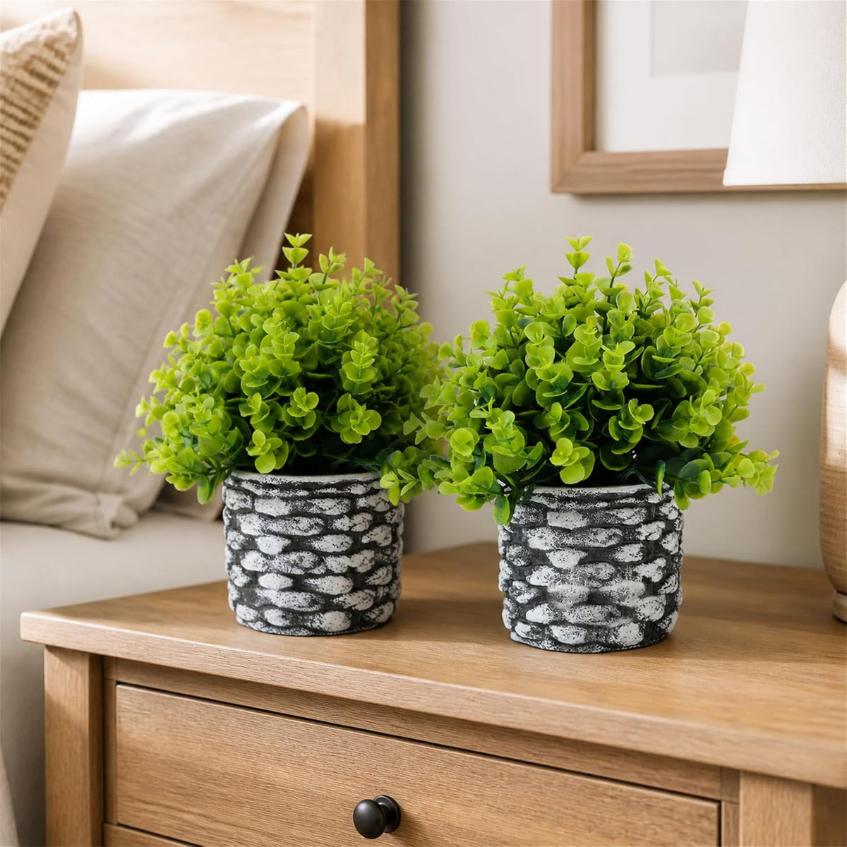 4 Packs Fake Plants Small Artificial Plants Black Eucalyptus Rosemary Succulents Potted Plants, Halloween Gothic Dark Faux Greenery for Home Indoor Office Bathroom Living Room Tabletop Decor