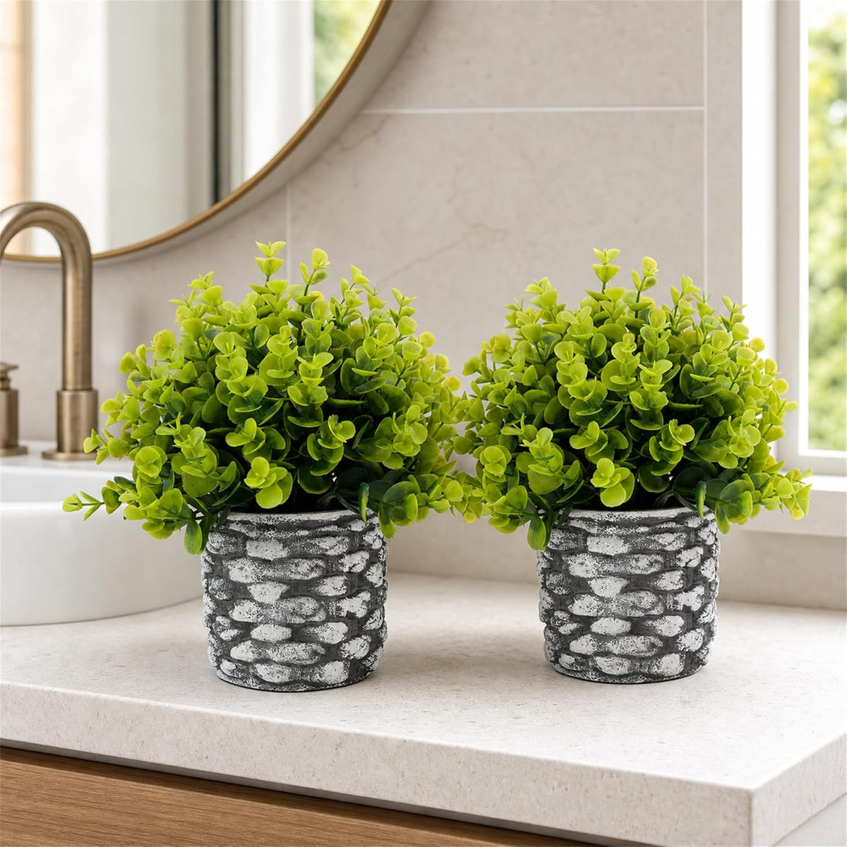 4 Packs Fake Plants Small Artificial Plants Black Eucalyptus Rosemary Succulents Potted Plants, Halloween Gothic Dark Faux Greenery for Home Indoor Office Bathroom Living Room Tabletop Decor