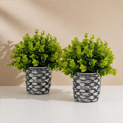 4 Packs Fake Plants Small Artificial Plants Black Eucalyptus Rosemary Succulents Potted Plants, Halloween Gothic Dark Faux Greenery for Home Indoor Office Bathroom Living Room Tabletop Decor
