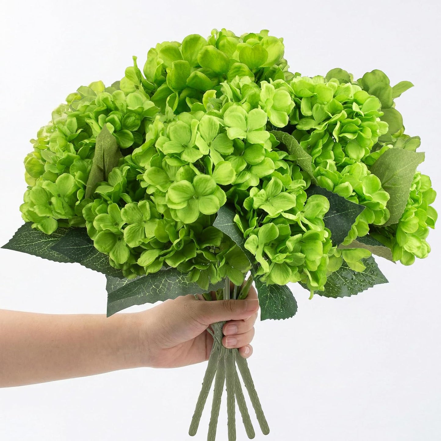 Daynight 4 Pcs Hydrangea Artificial Flowers Outdoor Silk Bouquets, UV Resistant Faux Hydrangeas Flowers for Table Vase Centerpieces Outside Party Wedding Baby Shower Home Outdoor Decor (4, White)