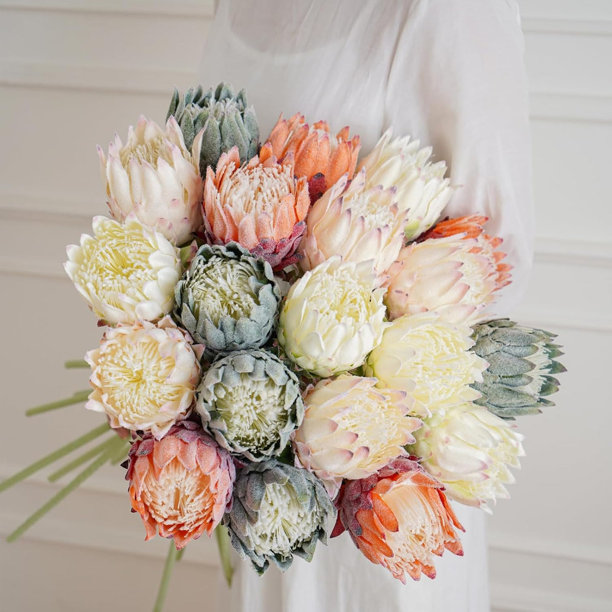 3Pcs Artificial King Protea Flower 25 Inch Fake Protea Cynaroides Bouquet Tropical Flowers Real Touch Plants Floral Tree for Wedding Table Centerpiece Decor (Pink2 Flower)