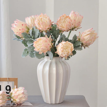 3Pcs Artificial King Protea Flower 25 Inch Fake Protea Cynaroides Bouquet Tropical Flowers Real Touch Plants Floral Tree for Wedding Table Centerpiece Decor (Pink2 Flower)