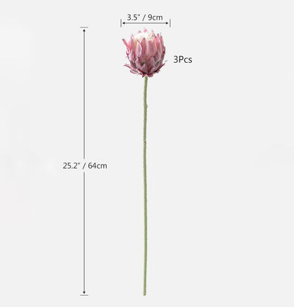 3Pcs Artificial King Protea Flower 25 Inch Fake Protea Cynaroides Bouquet Tropical Flowers Real Touch Plants Floral Tree for Wedding Table Centerpiece Decor (Pink2 Flower)