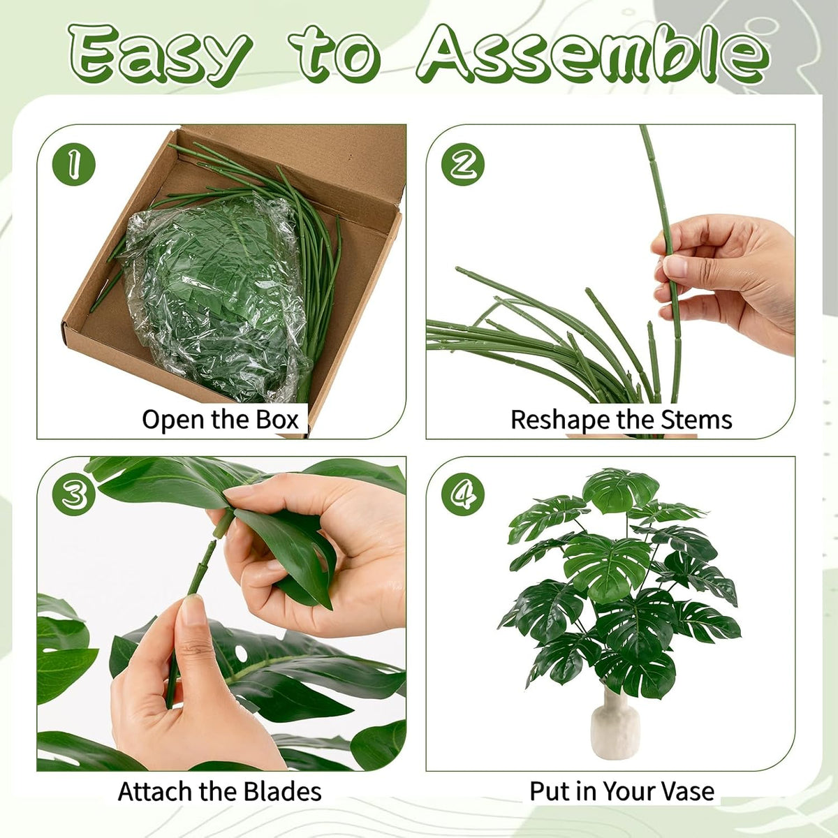 25 inch Artificial Monstera Plant No Pot Not Assambled, Green