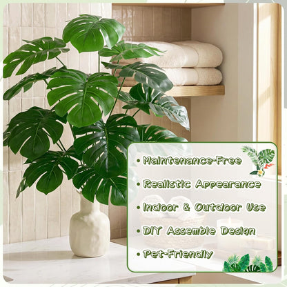 25 inch Artificial Monstera Plant No Pot Not Assambled, Green