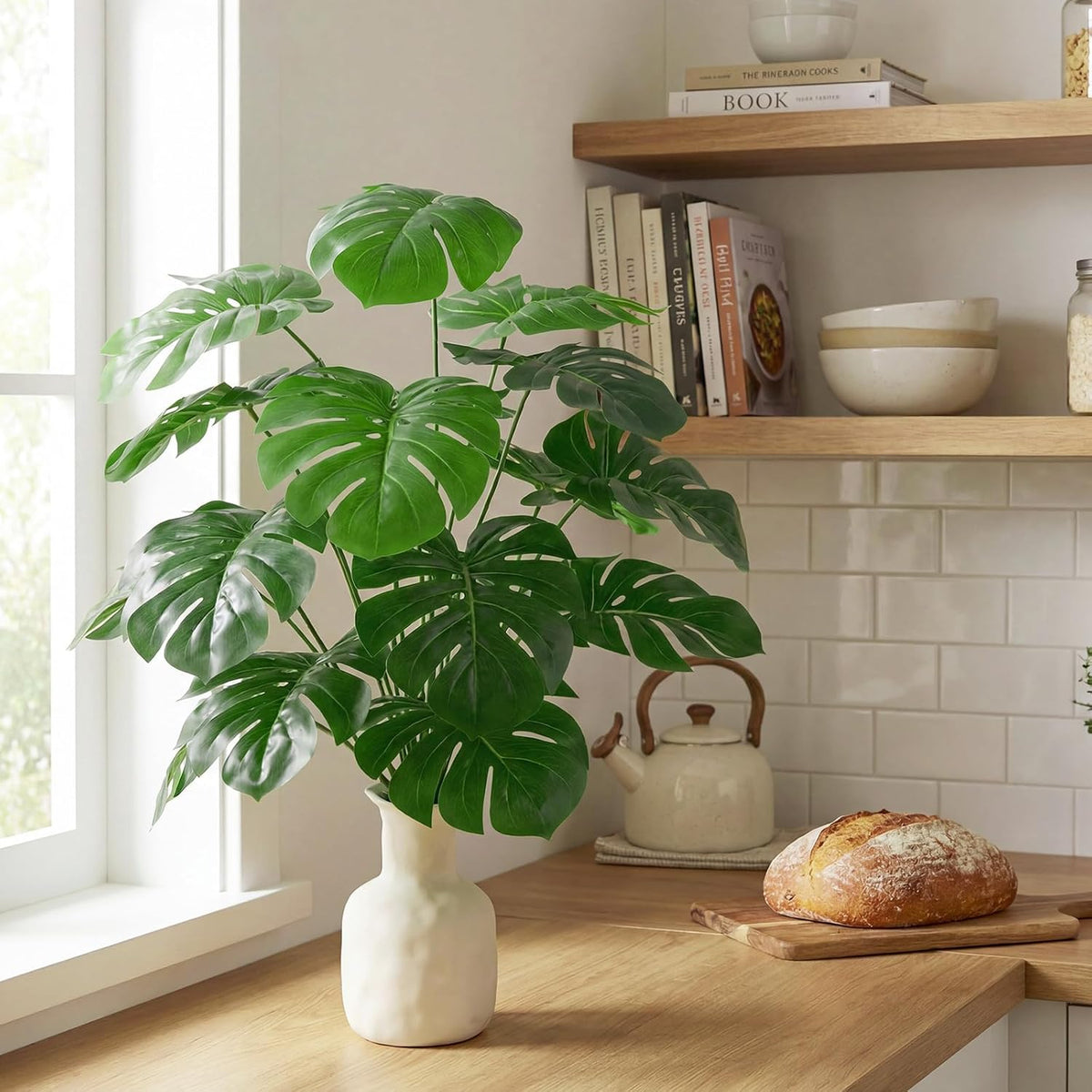 25 inch Artificial Monstera Plant No Pot Not Assambled, Green