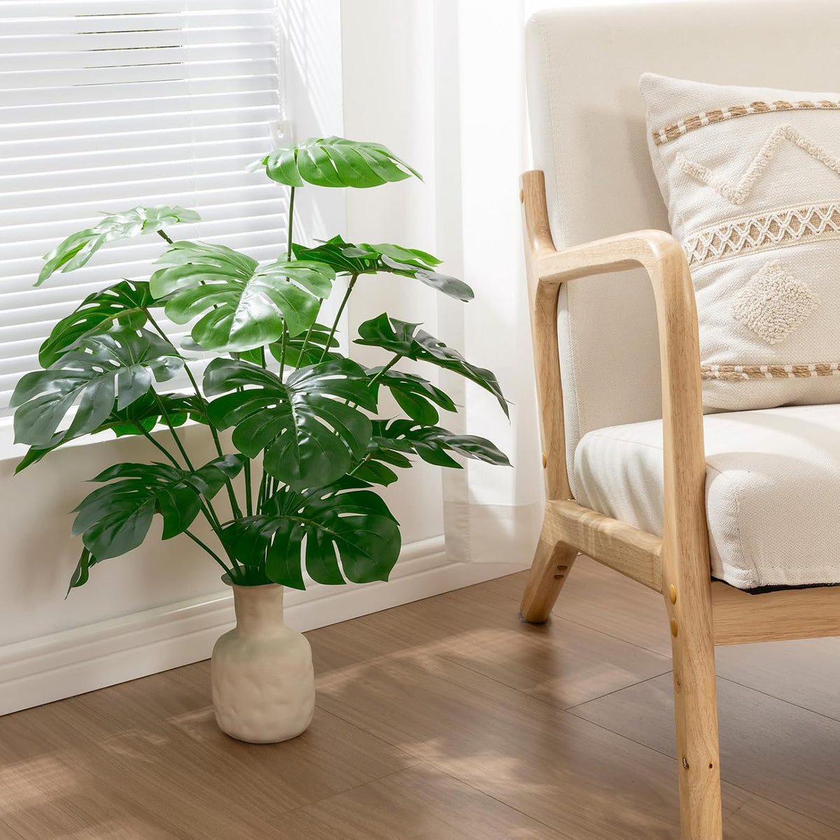 25 inch Artificial Monstera Plant No Pot Not Assambled, Green