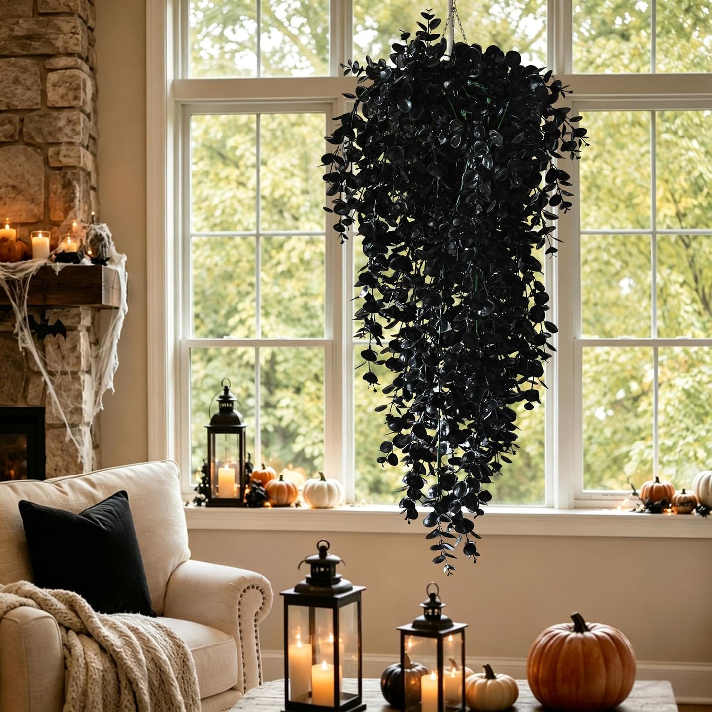 4Pcs Fake Hanging Plants 2.7FT Fake Plants Fake Vines Greenery | UV Resistant Faux Outdoor Plants Ivy Vines for Modern Boho Patio Outdoor Indoor Party Wall Porch Gazebo Aesthetic Decor
