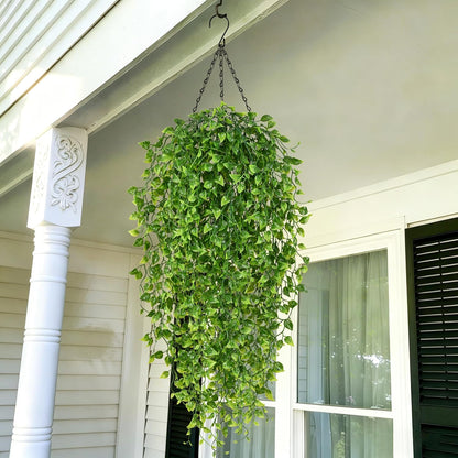 4Pcs Fake Hanging Plants 2.7FT Fake Plants Fake Vines Greenery | UV Resistant Faux Outdoor Plants Ivy Vines for Modern Boho Patio Outdoor Indoor Party Wall Porch Gazebo Aesthetic Decor