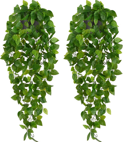 4Pcs Fake Hanging Plants 2.7FT Fake Plants Fake Vines Greenery | UV Resistant Faux Outdoor Plants Ivy Vines for Modern Boho Patio Outdoor Indoor Party Wall Porch Gazebo Aesthetic Decor