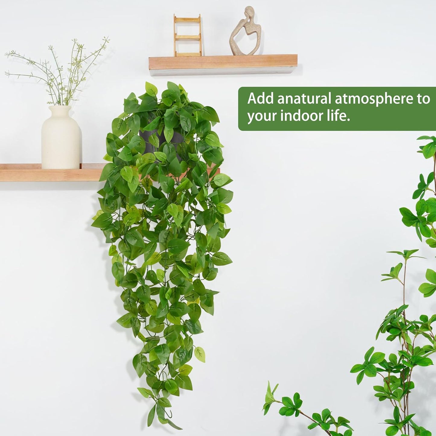 4Pcs Fake Hanging Plants 2.7FT Fake Plants Fake Vines Greenery | UV Resistant Faux Outdoor Plants Ivy Vines for Modern Boho Patio Outdoor Indoor Party Wall Porch Gazebo Aesthetic Decor