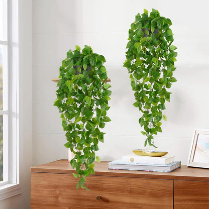 4Pcs Fake Hanging Plants 2.7FT Fake Plants Fake Vines Greenery | UV Resistant Faux Outdoor Plants Ivy Vines for Modern Boho Patio Outdoor Indoor Party Wall Porch Gazebo Aesthetic Decor