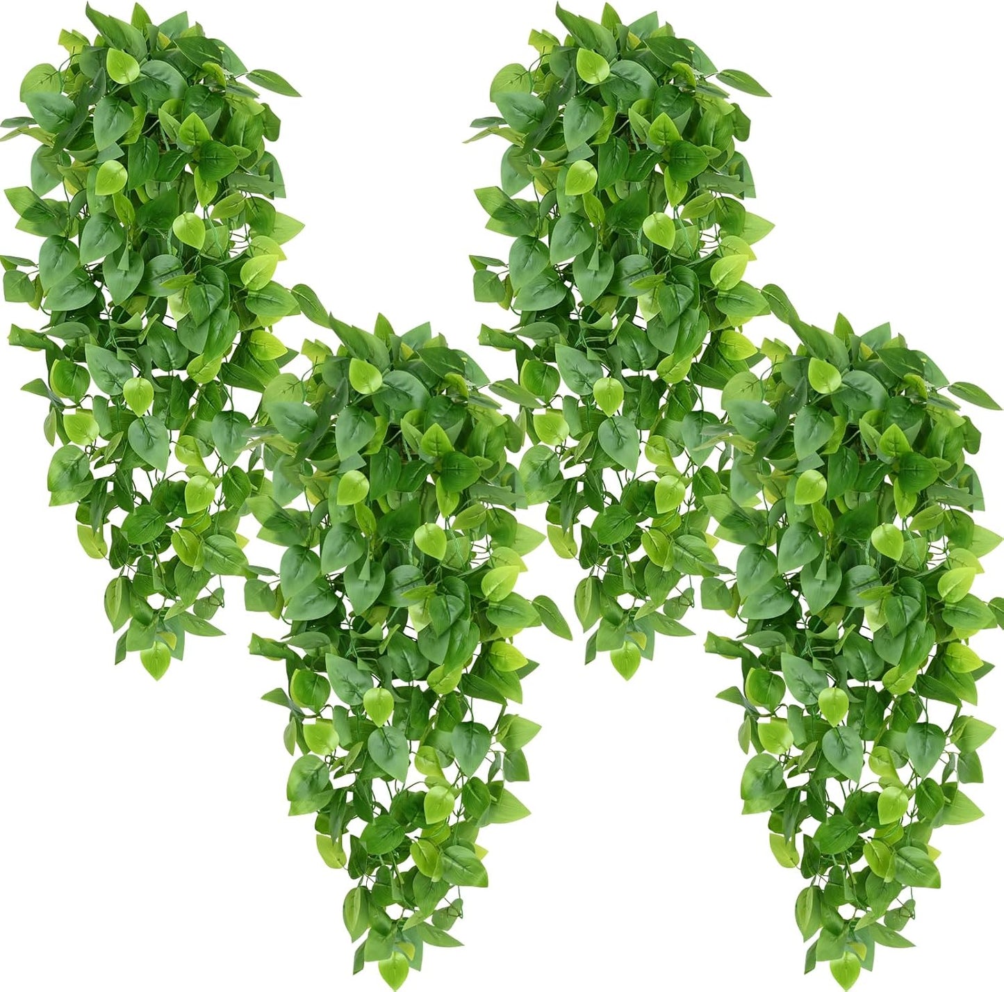 4Pcs Fake Hanging Plants 2.7FT Fake Plants Fake Vines Greenery | UV Resistant Faux Outdoor Plants Ivy Vines for Modern Boho Patio Outdoor Indoor Party Wall Porch Gazebo Aesthetic Decor