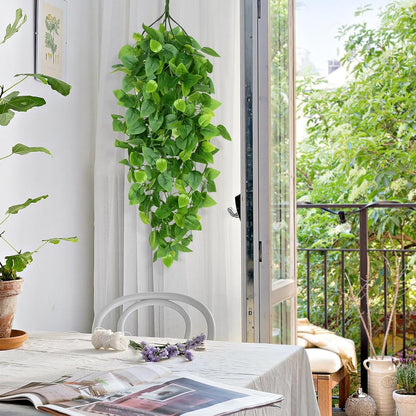 4Pcs Fake Hanging Plants 2.7FT Fake Plants Fake Vines Greenery | UV Resistant Faux Outdoor Plants Ivy Vines for Modern Boho Patio Outdoor Indoor Party Wall Porch Gazebo Aesthetic Decor