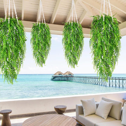 4Pcs Fake Hanging Plants 2.7FT Fake Plants Fake Vines Greenery | UV Resistant Faux Outdoor Plants Ivy Vines for Modern Boho Patio Outdoor Indoor Party Wall Porch Gazebo Aesthetic Decor
