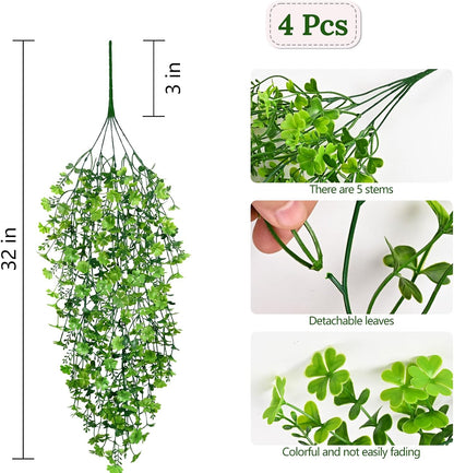 4Pcs Fake Hanging Plants 2.7FT Fake Plants Fake Vines Greenery | UV Resistant Faux Outdoor Plants Ivy Vines for Modern Boho Patio Outdoor Indoor Party Wall Porch Gazebo Aesthetic Decor