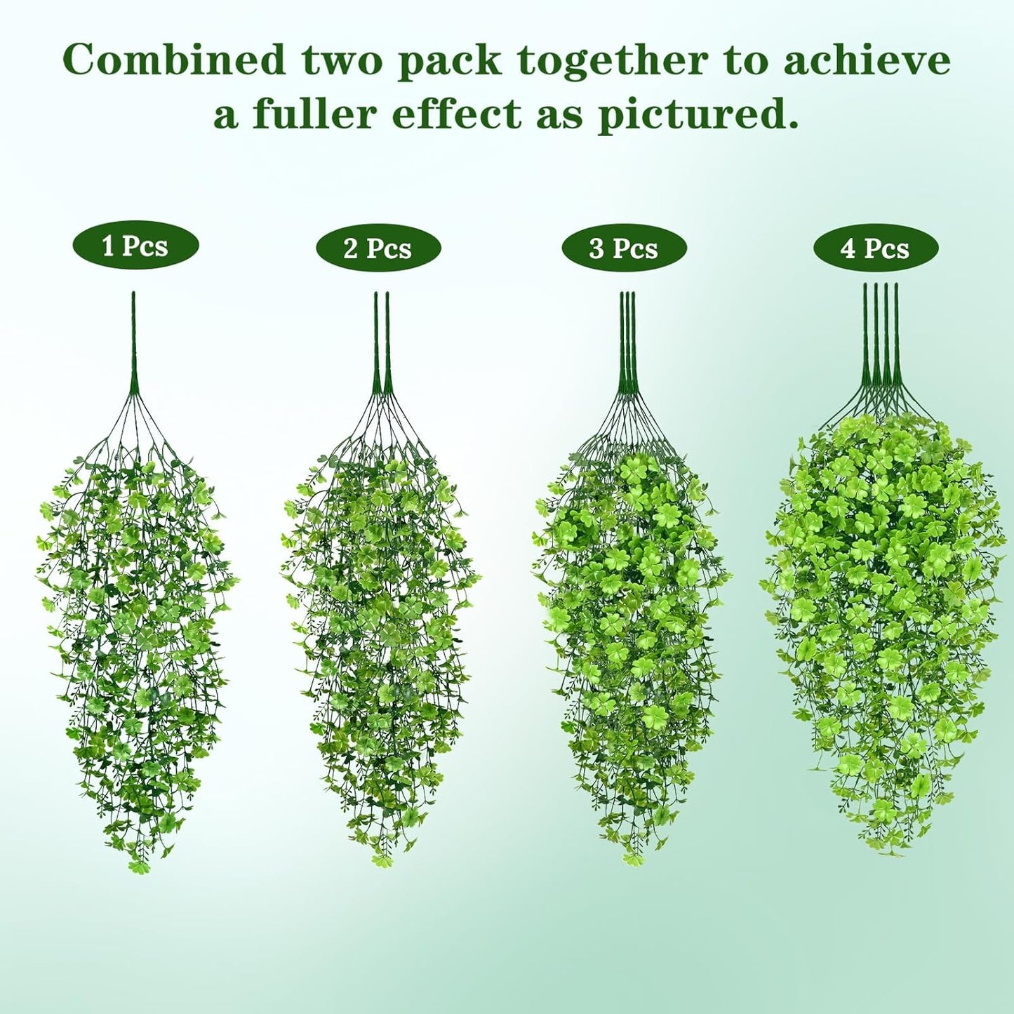 4Pcs Fake Hanging Plants 2.7FT Fake Plants Fake Vines Greenery | UV Resistant Faux Outdoor Plants Ivy Vines for Modern Boho Patio Outdoor Indoor Party Wall Porch Gazebo Aesthetic Decor