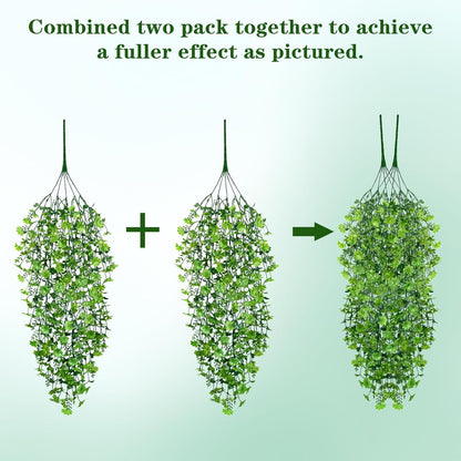 4Pcs Fake Hanging Plants 2.7FT Fake Plants Fake Vines Greenery | UV Resistant Faux Outdoor Plants Ivy Vines for Modern Boho Patio Outdoor Indoor Party Wall Porch Gazebo Aesthetic Decor