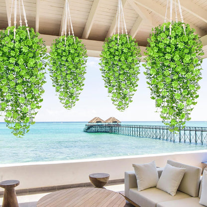 4Pcs Fake Hanging Plants 2.7FT Fake Plants Fake Vines Greenery | UV Resistant Faux Outdoor Plants Ivy Vines for Modern Boho Patio Outdoor Indoor Party Wall Porch Gazebo Aesthetic Decor