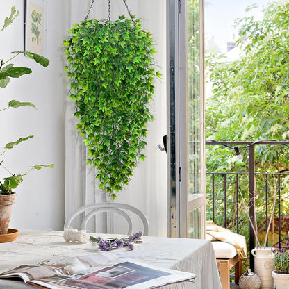 4Pcs Fake Hanging Plants 2.7FT Fake Plants Fake Vines Greenery | UV Resistant Faux Outdoor Plants Ivy Vines for Modern Boho Patio Outdoor Indoor Party Wall Porch Gazebo Aesthetic Decor