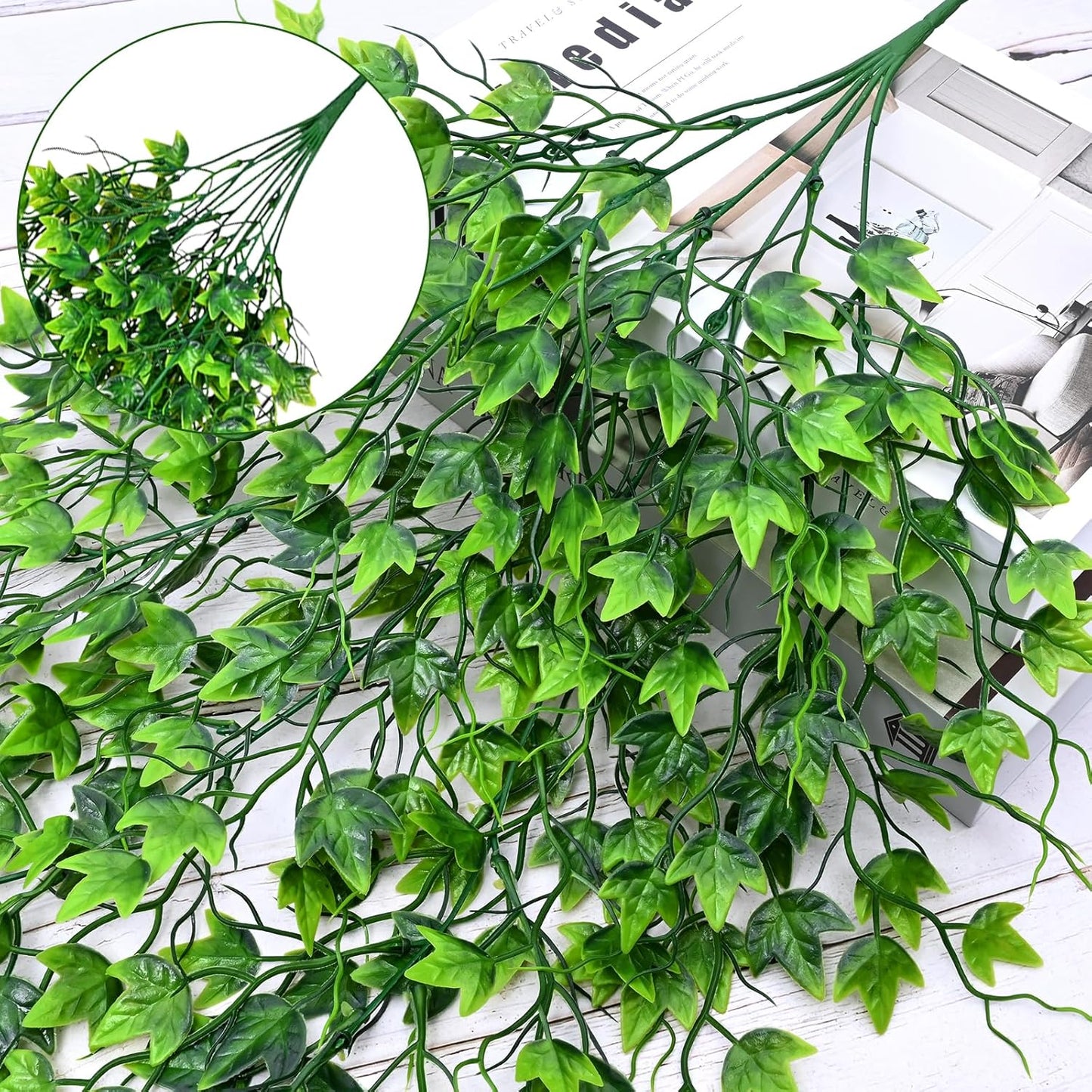 4Pcs Fake Hanging Plants 2.7FT Fake Plants Fake Vines Greenery | UV Resistant Faux Outdoor Plants Ivy Vines for Modern Boho Patio Outdoor Indoor Party Wall Porch Gazebo Aesthetic Decor