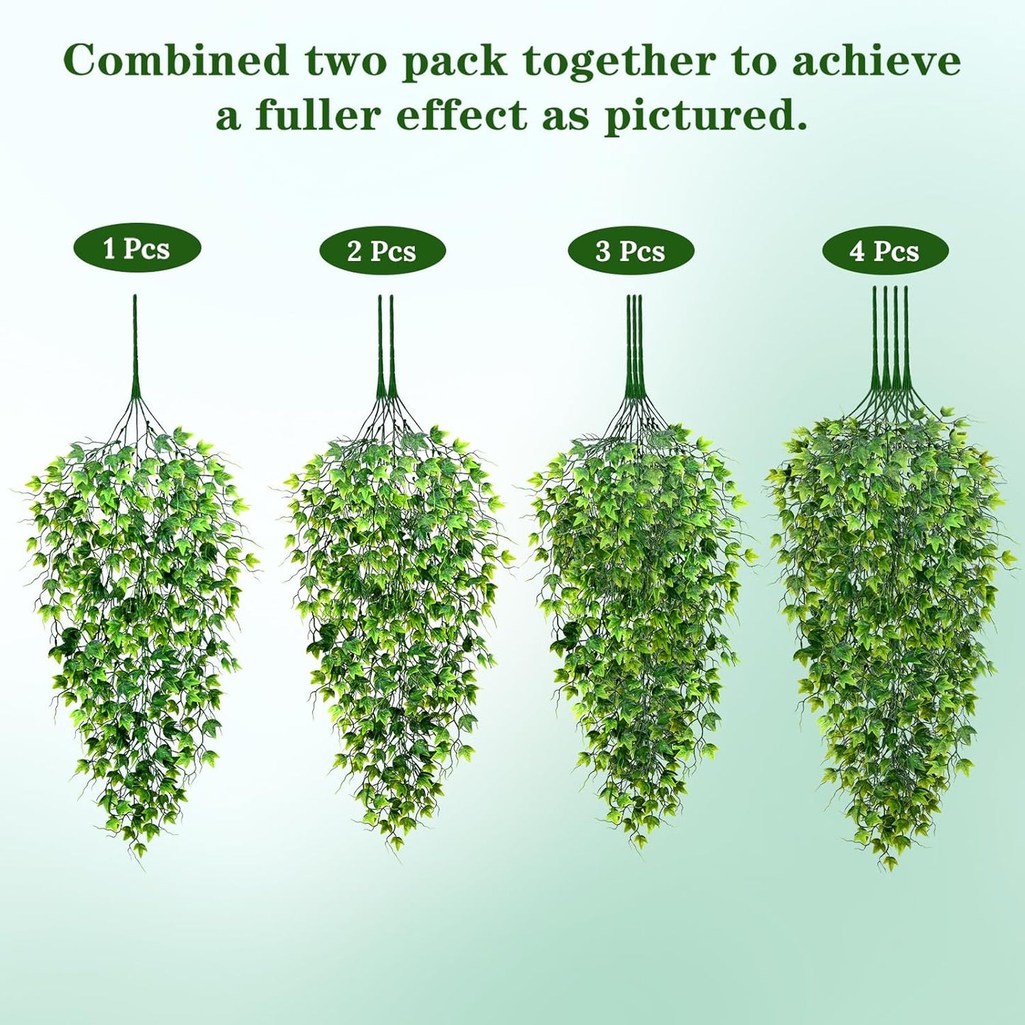 4Pcs Fake Hanging Plants 2.7FT Fake Plants Fake Vines Greenery | UV Resistant Faux Outdoor Plants Ivy Vines for Modern Boho Patio Outdoor Indoor Party Wall Porch Gazebo Aesthetic Decor