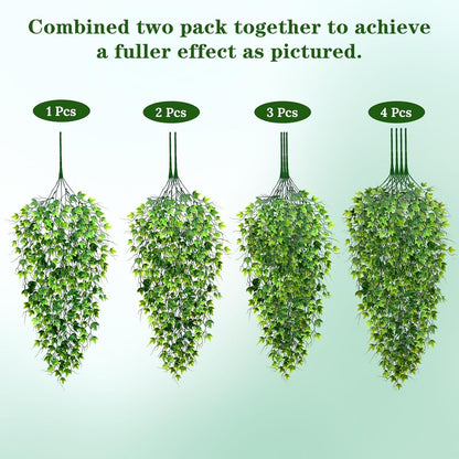 4Pcs Fake Hanging Plants 2.7FT Fake Plants Fake Vines Greenery | UV Resistant Faux Outdoor Plants Ivy Vines for Modern Boho Patio Outdoor Indoor Party Wall Porch Gazebo Aesthetic Decor