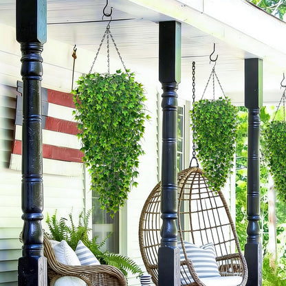 4Pcs Fake Hanging Plants 2.7FT Fake Plants Fake Vines Greenery | UV Resistant Faux Outdoor Plants Ivy Vines for Modern Boho Patio Outdoor Indoor Party Wall Porch Gazebo Aesthetic Decor