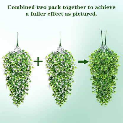 4Pcs Fake Hanging Plants 2.7FT Fake Plants Fake Vines Greenery | UV Resistant Faux Outdoor Plants Ivy Vines for Modern Boho Patio Outdoor Indoor Party Wall Porch Gazebo Aesthetic Decor