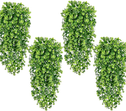 4Pcs Fake Hanging Plants 2.7FT Fake Plants Fake Vines Greenery | UV Resistant Faux Outdoor Plants Ivy Vines for Modern Boho Patio Outdoor Indoor Party Wall Porch Gazebo Aesthetic Decor
