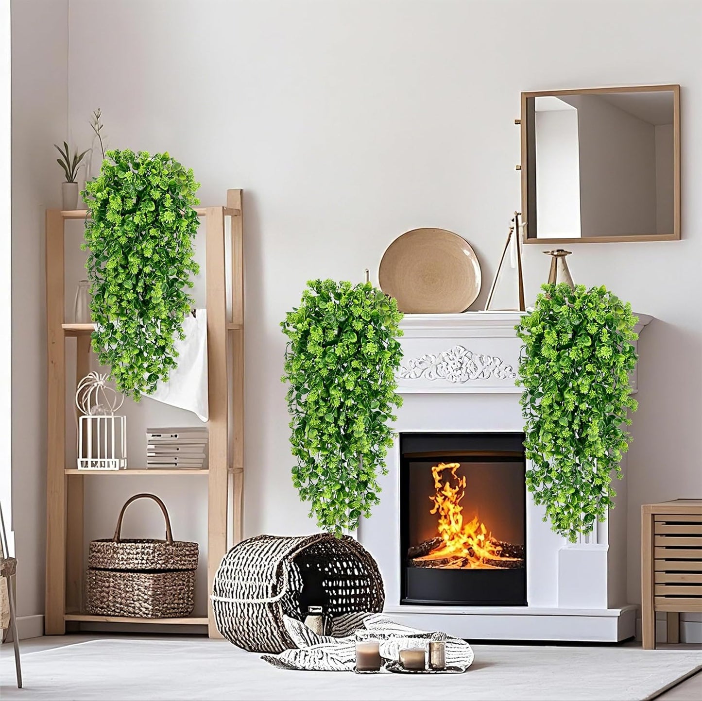 4Pcs Fake Hanging Plants 2.7FT Fake Plants Fake Vines Greenery | UV Resistant Faux Outdoor Plants Ivy Vines for Modern Boho Patio Outdoor Indoor Party Wall Porch Gazebo Aesthetic Decor
