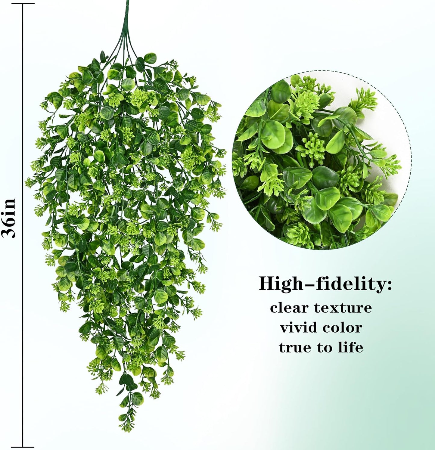 4Pcs Fake Hanging Plants 2.7FT Fake Plants Fake Vines Greenery | UV Resistant Faux Outdoor Plants Ivy Vines for Modern Boho Patio Outdoor Indoor Party Wall Porch Gazebo Aesthetic Decor